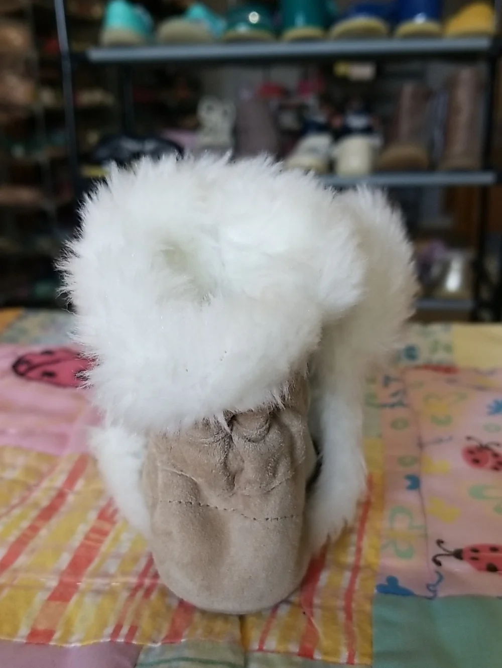 Robeez Cream & Tan Leather & Suede Furry Animal Booties O-6